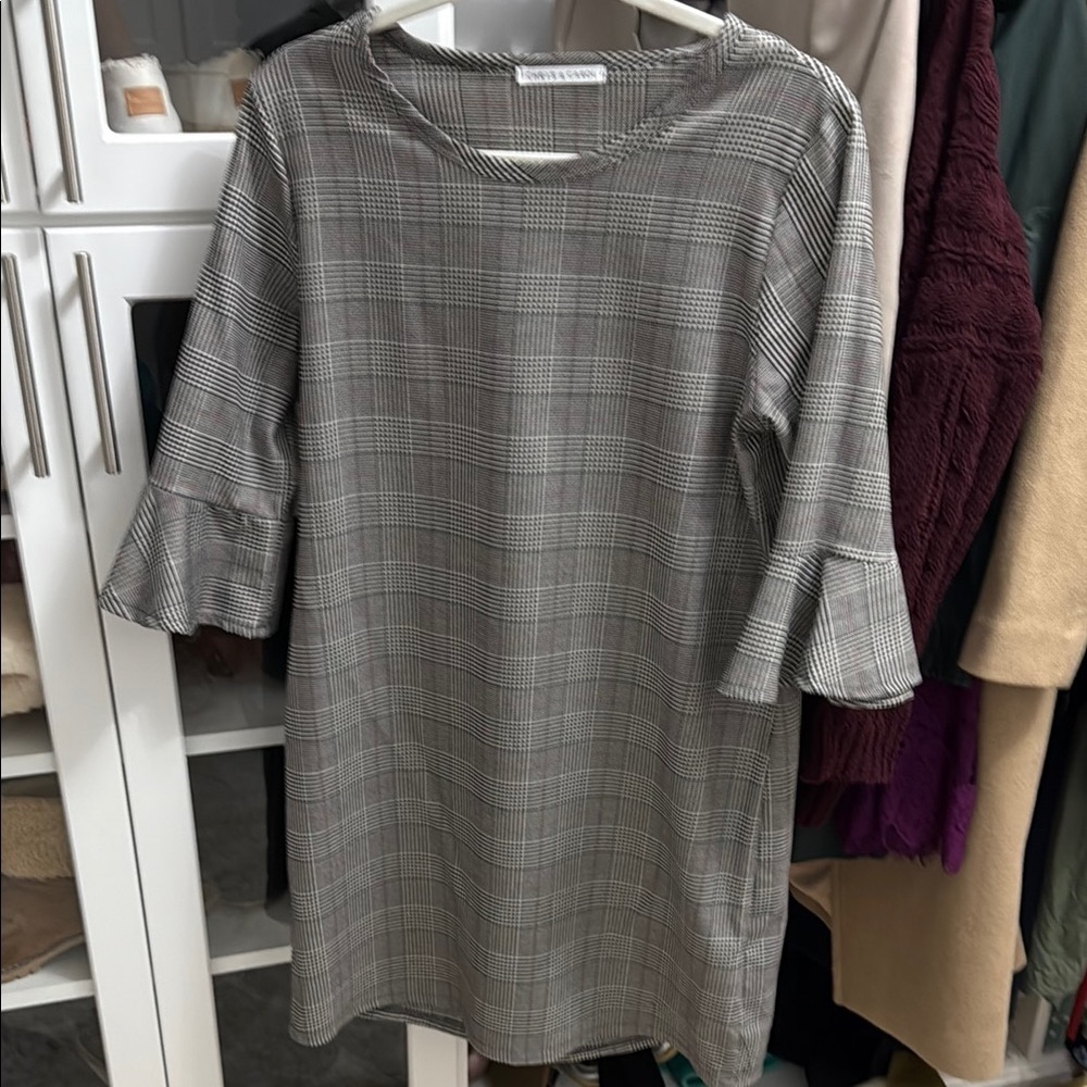 Chris & Carol Black and White Plaid Long Sleeve Dress - Picture 2 of 4